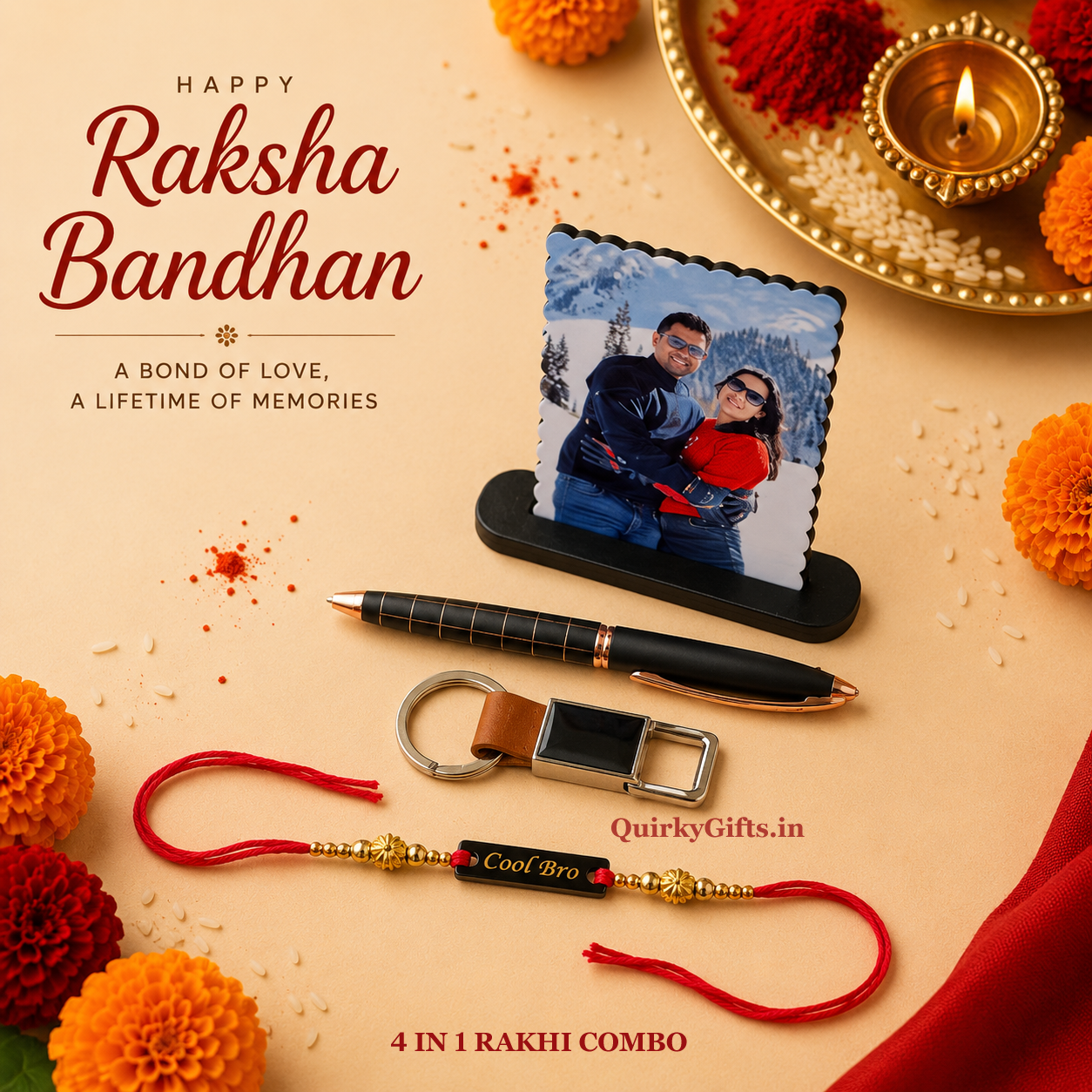 Personalized Raksha Bandhan 4-in-1 Gift Combo