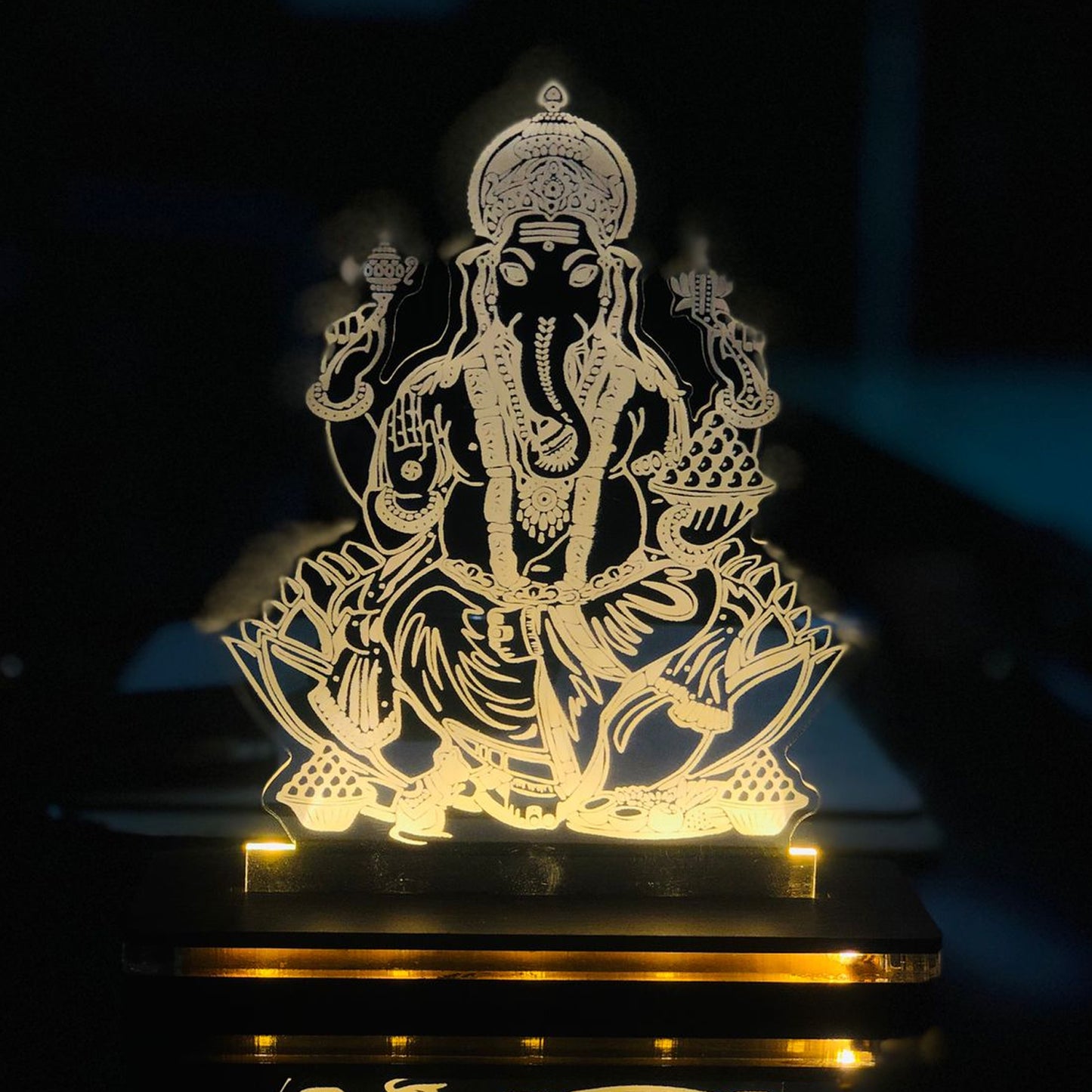LED Acrylic Ganesh ji Table Frame