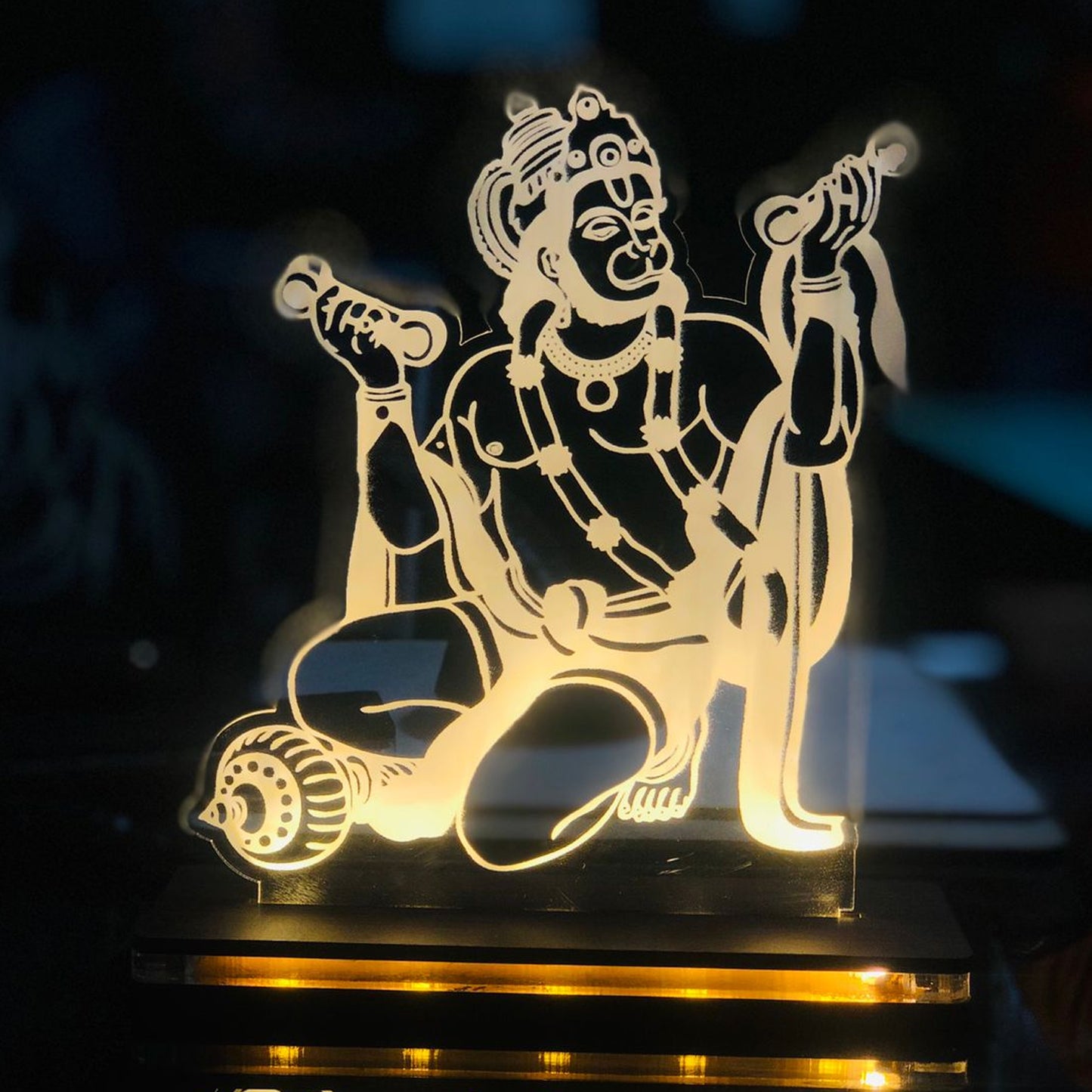LED Acrylic Hanuman Ji Table Frame
