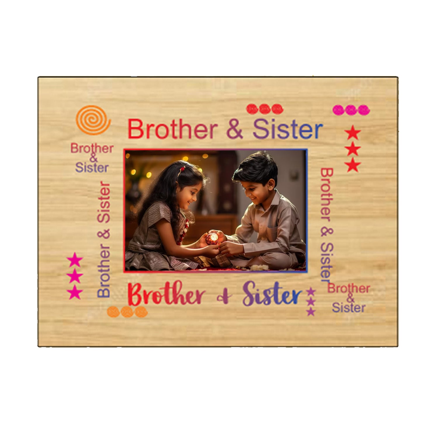 Natural Wooden Brother & Sister Frame | N-2