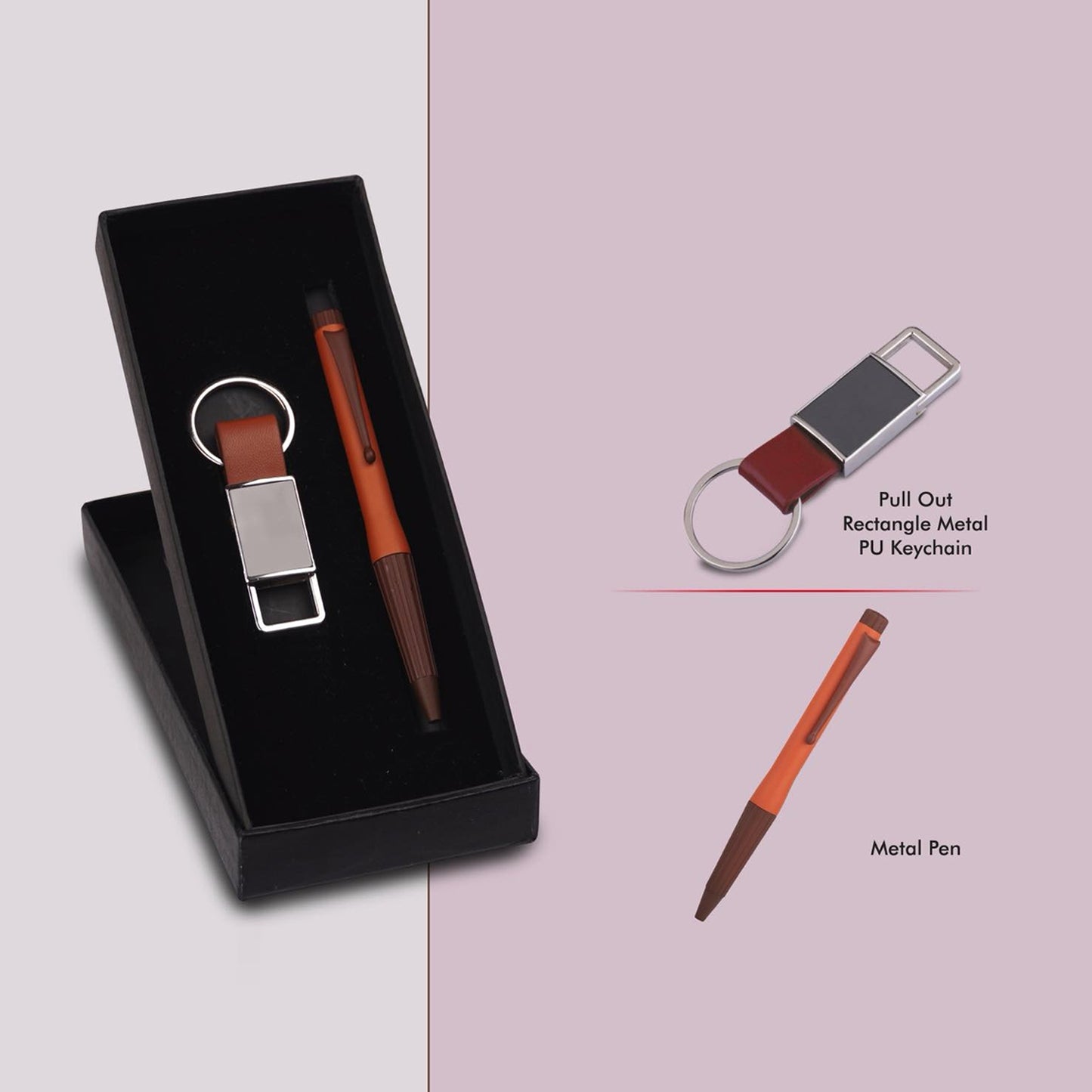 Personalized Pen & Keychain | Tan