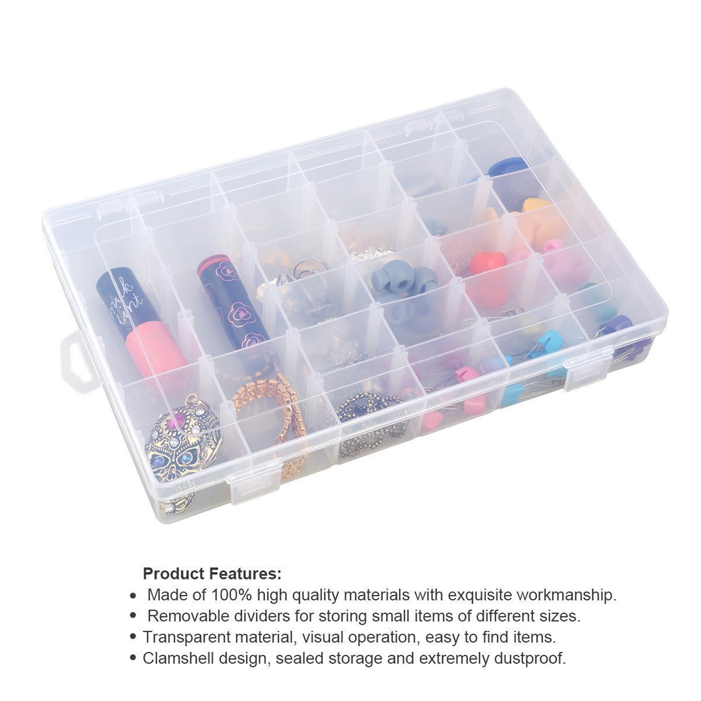 Multipurpose Plastic Storage Box with Removable Dividers