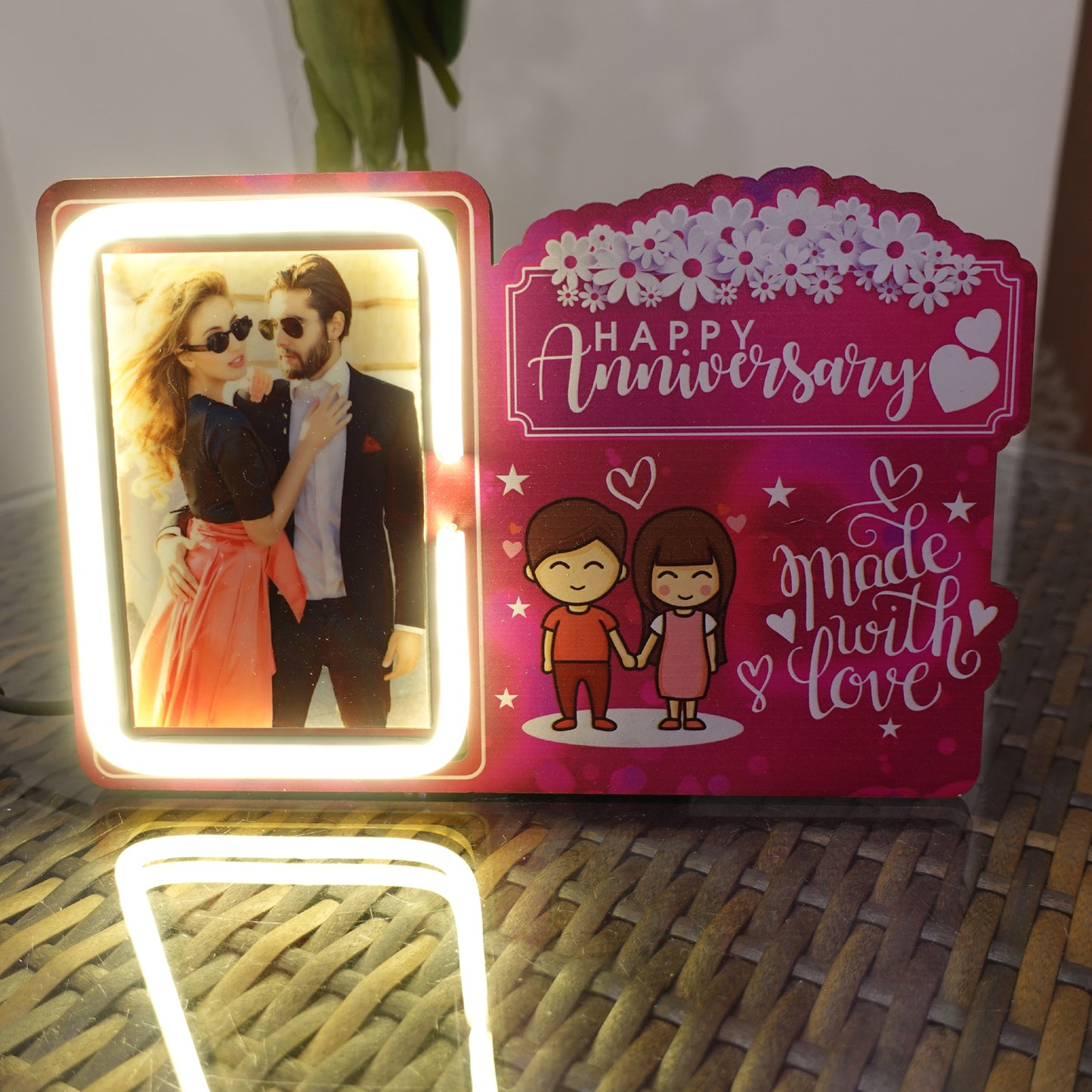 Happy Anniversary Neon Table Frame