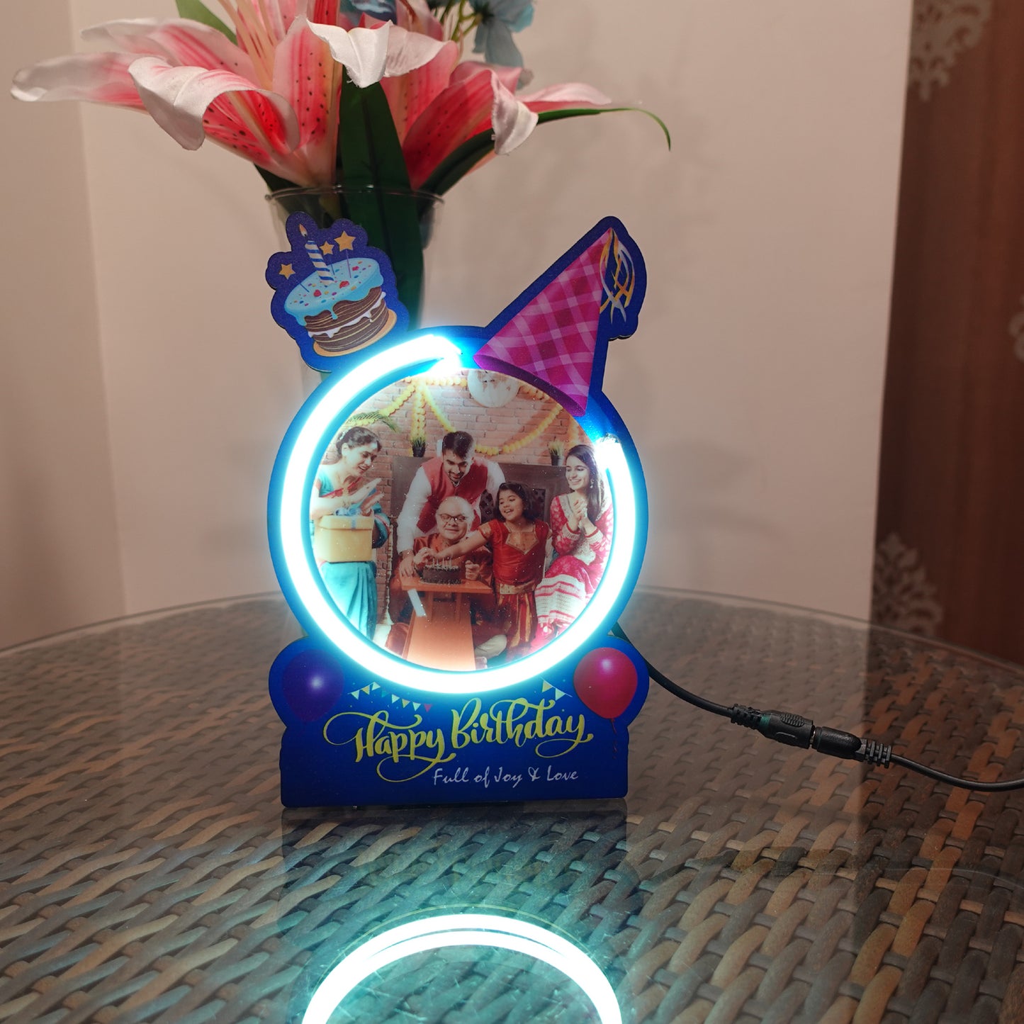 Happy Birthday Neon Table Frame