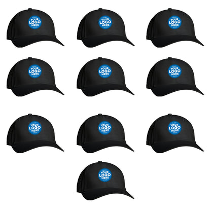 Your Logo Black Cap | Pack of 10