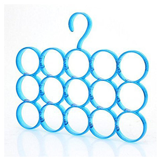 15-Circle Scarf, Shawl, Tie, Belt Organizer - Blue (Pack of 1)