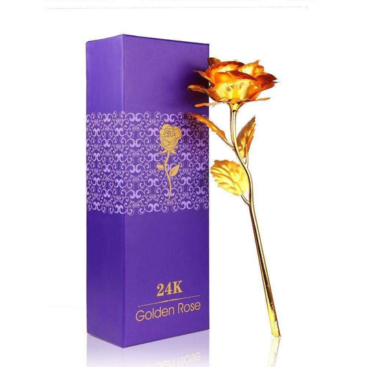 Artificial Rose And Gift Box And Carry Bag (Golden)