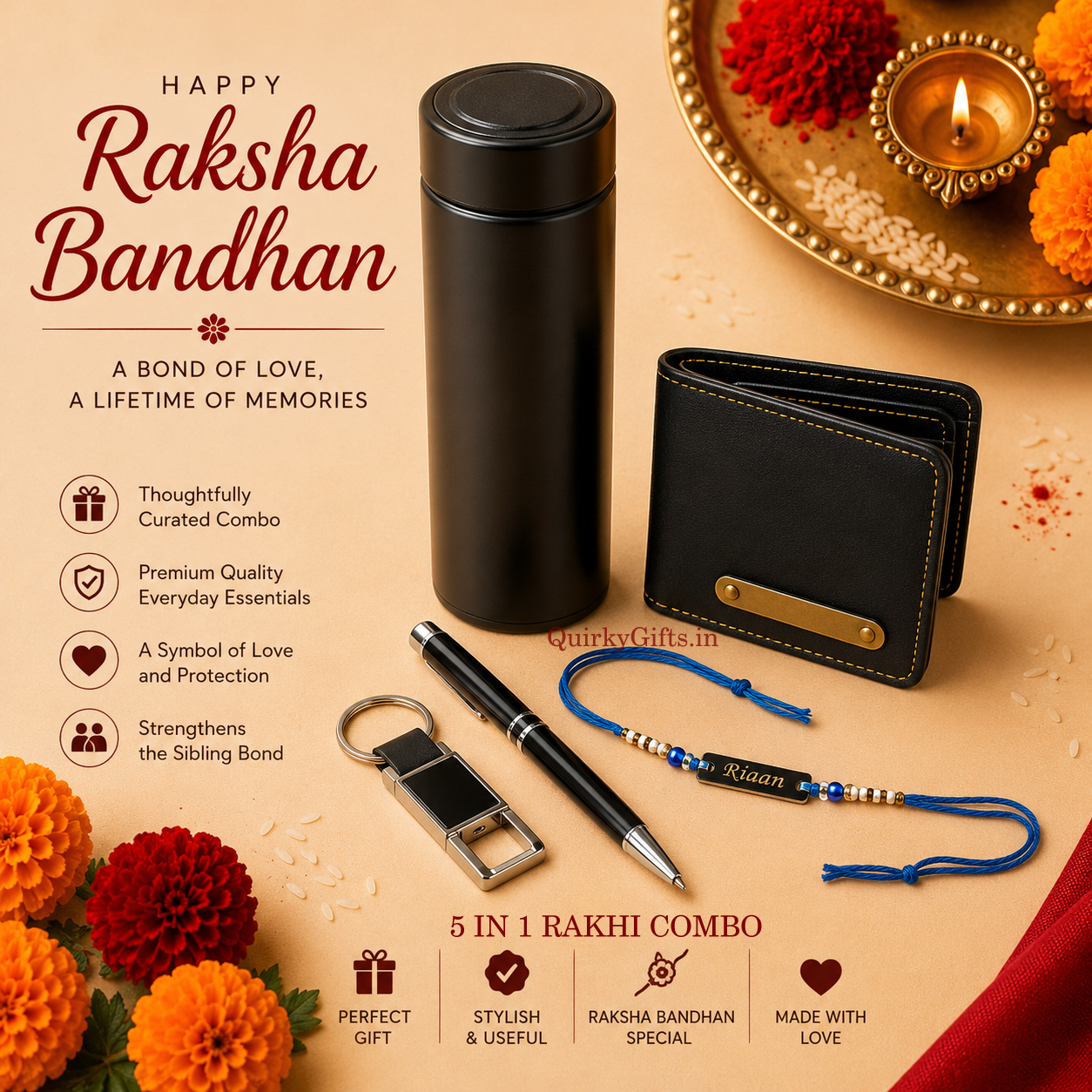 Personalized Raksha Bandhan 5-in-1 Gift Combo