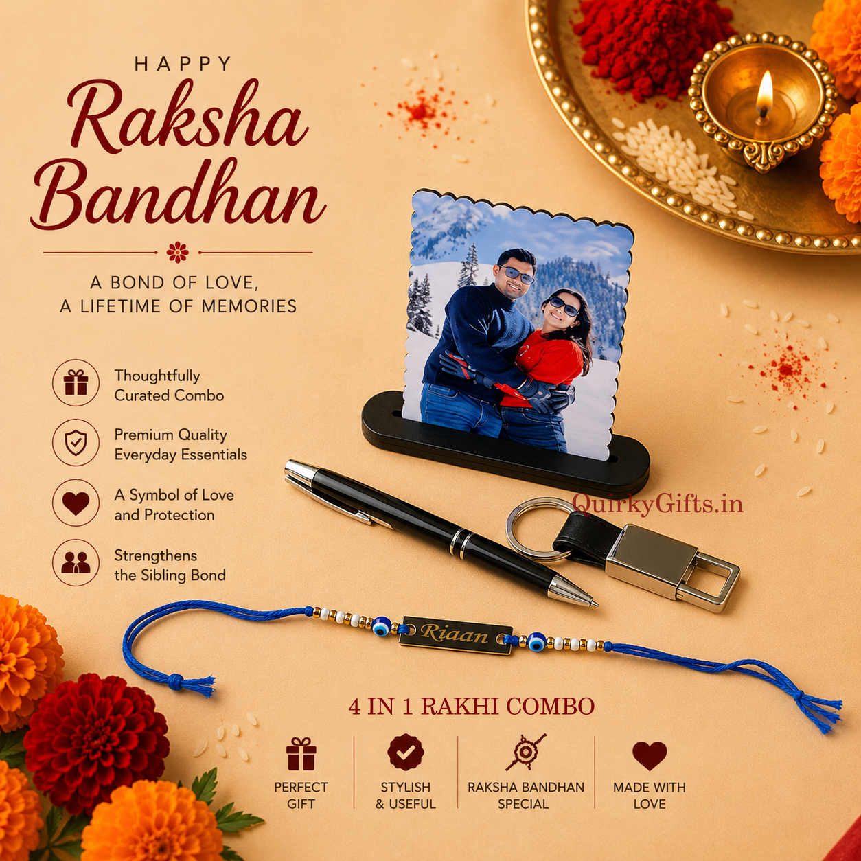 Personalized Raksha Bandhan 4-in-1 Gift Combo