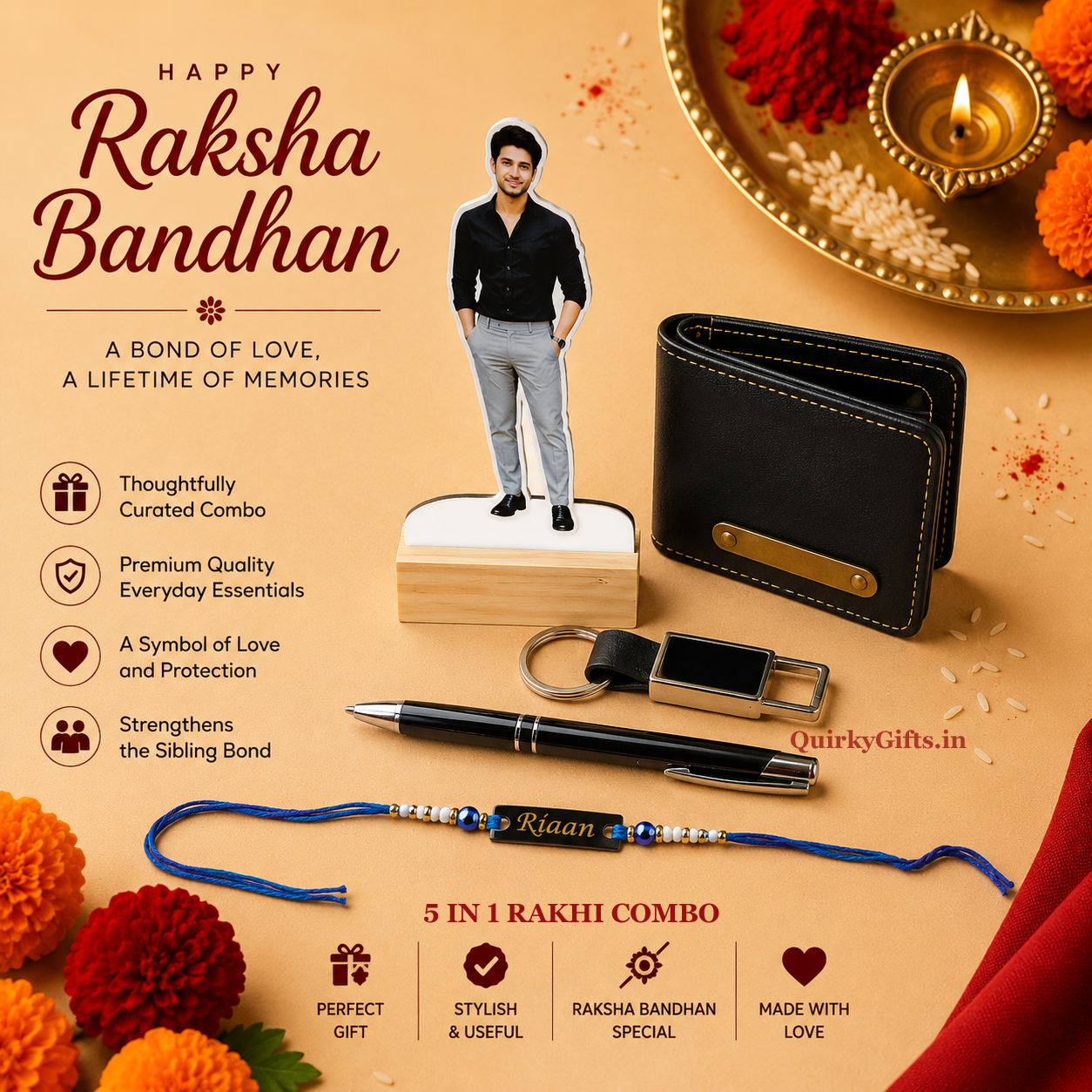 Personalized Raksha Bandhan 5-in-1 Gift Combo