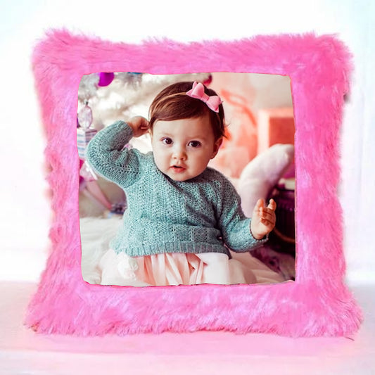 Fur Cushion 16x16 inches | Pink