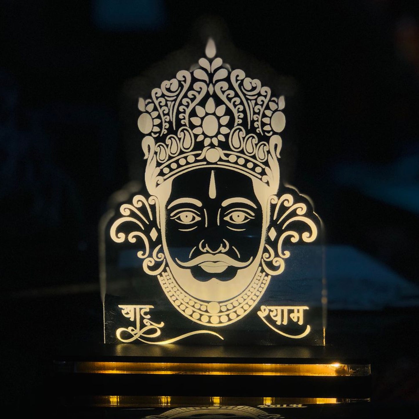 LED Acrylic Khatu Shyam Baba Table Frame