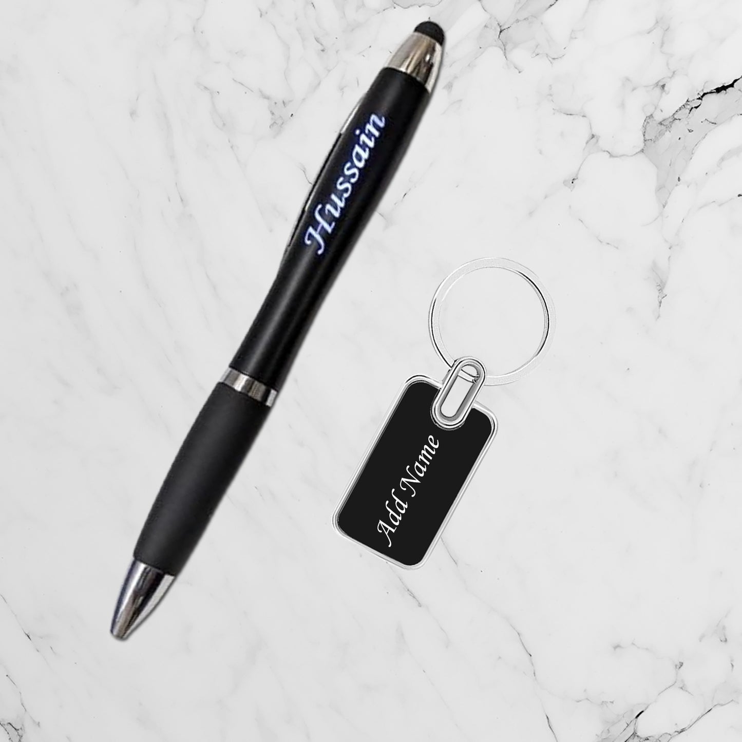 Personalized LED Pen with Metal Keychain