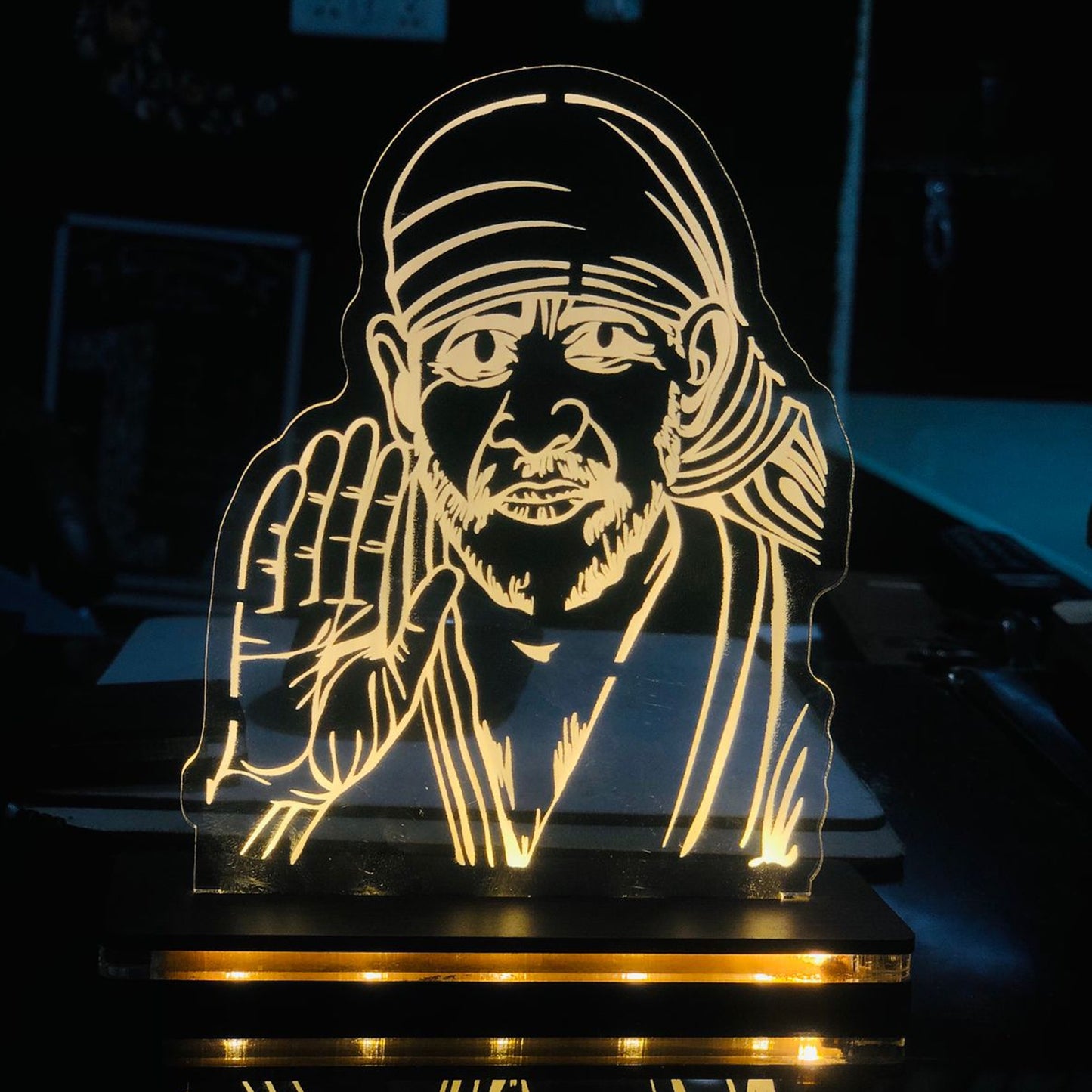 LED Acrylic Sai Baba Table Frame