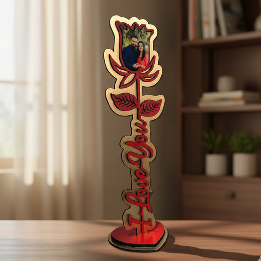 Personalized photo rose with stand