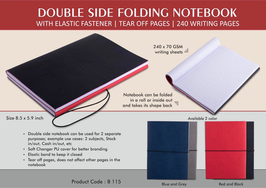 Double side folding notebook