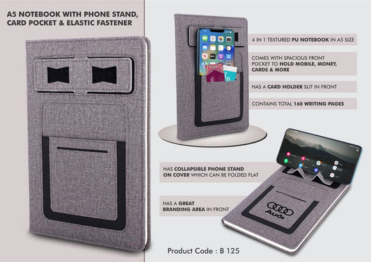 A5 Notebook With Phone Stand