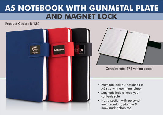 A5 Notebook With Gunmetal Plate