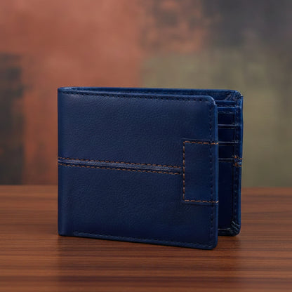 Premium Navy Blue Bi-Fold Wallet and Personalized Keychain Gift Set