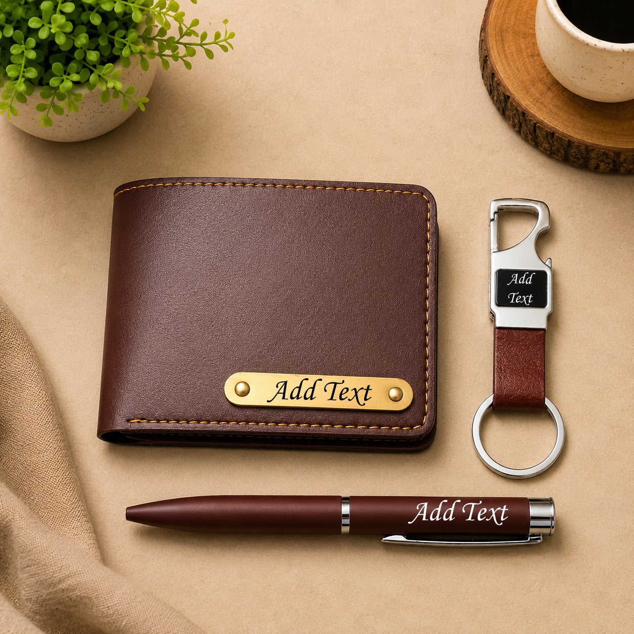 Personalized Wallet Set (Brown)