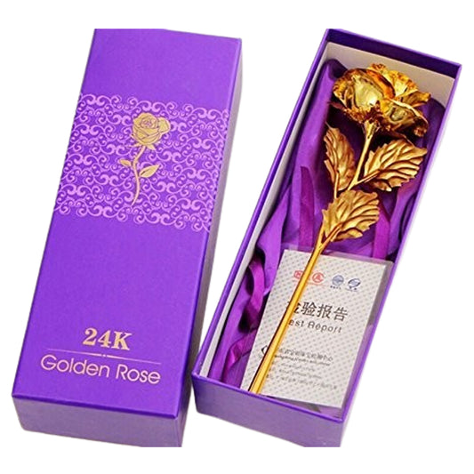 Artificial Rose And Gift Box And Carry Bag (Gold)