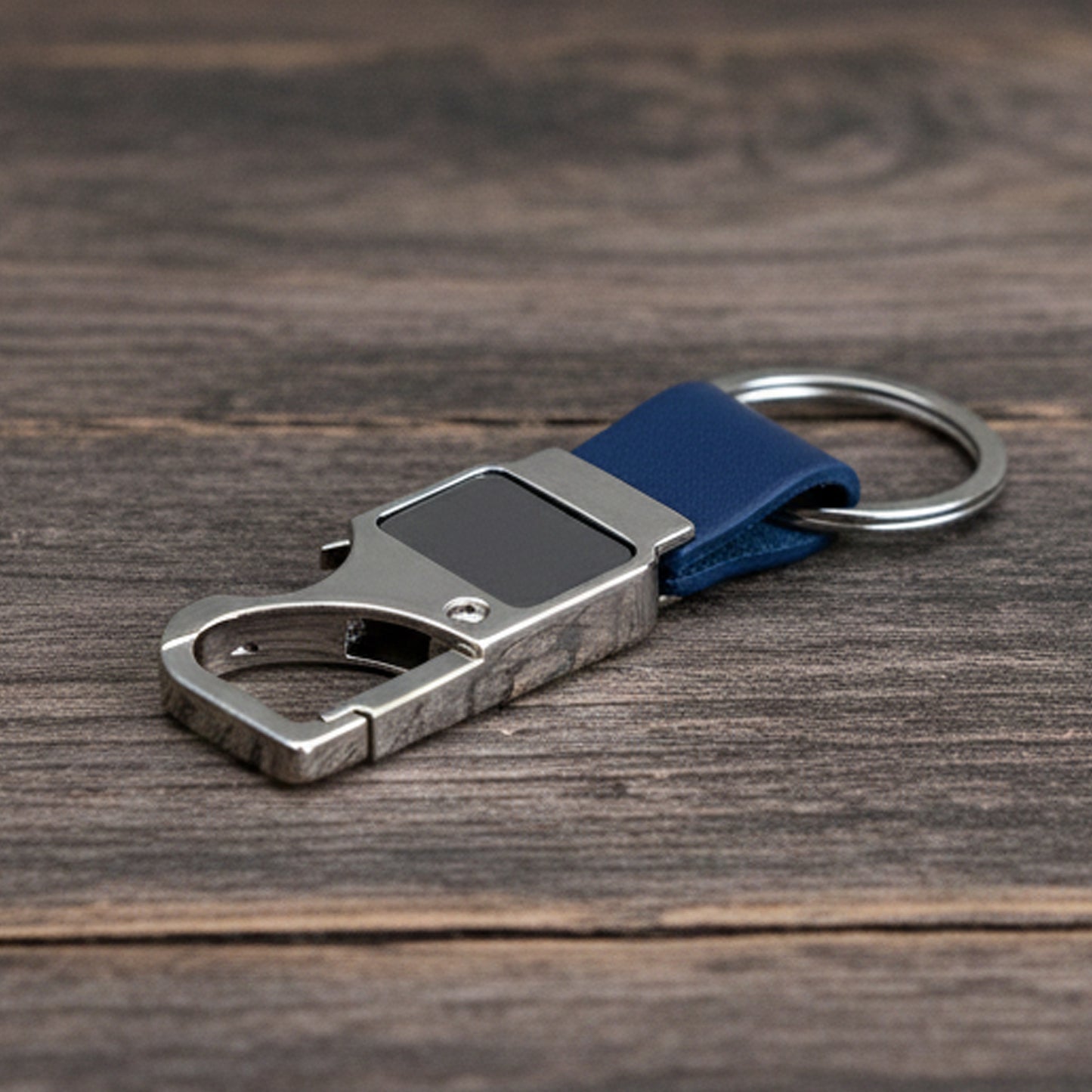 Premium Navy Blue Bi-Fold Wallet and Personalized Keychain Gift Set