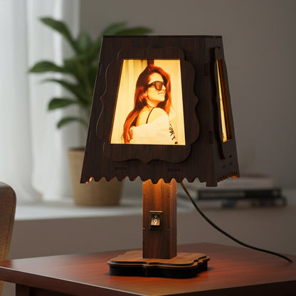 Personalized Wooden Hut Table Lamp