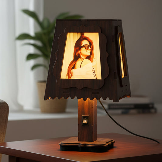 Personalized Wooden Hut Table Lamp