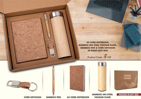 Eco set | Notebook, Flask, Pen , Keychain