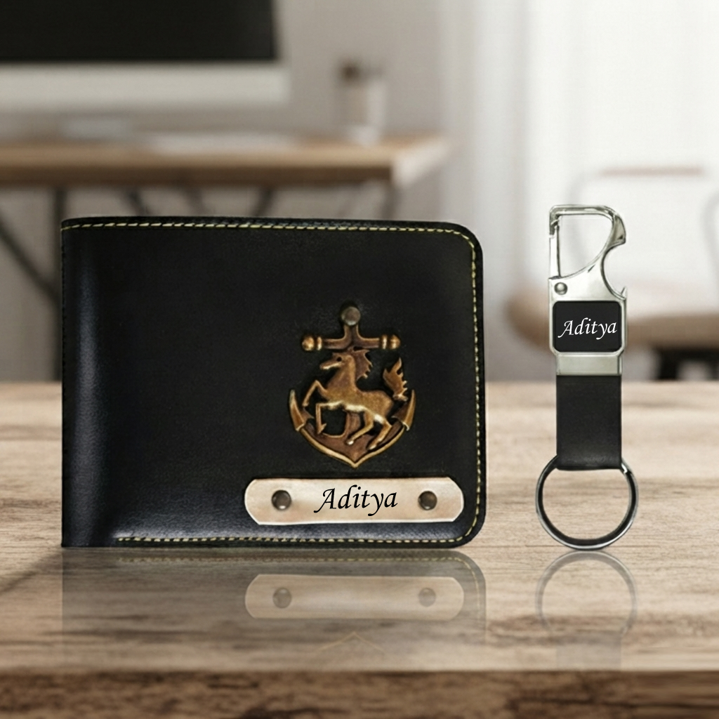 Premium Wallet & Keychain set with name