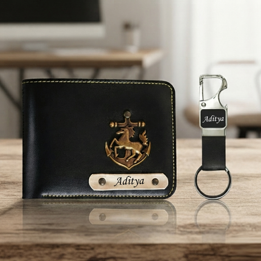 Premium Wallet & Keychain set with name