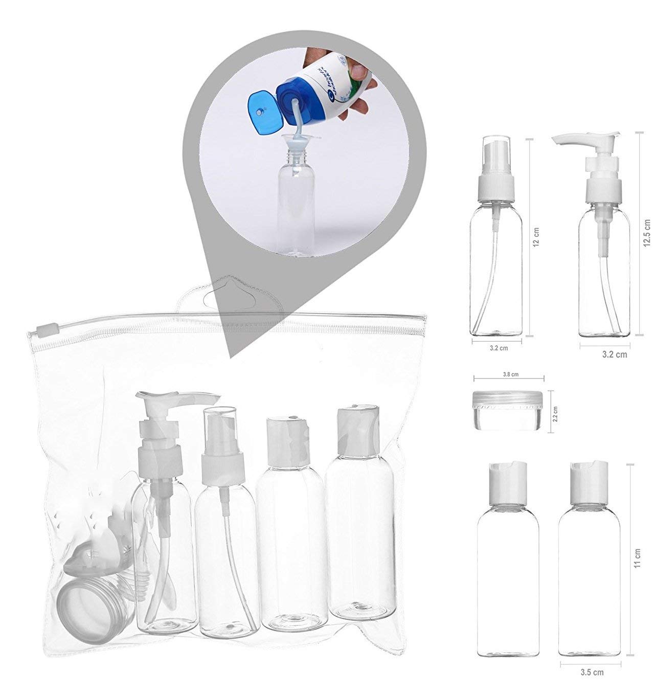 empty toiletry bottle set