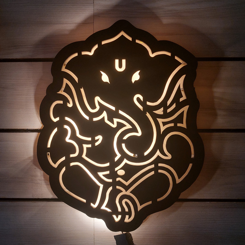 LED wooden Ganesha frame