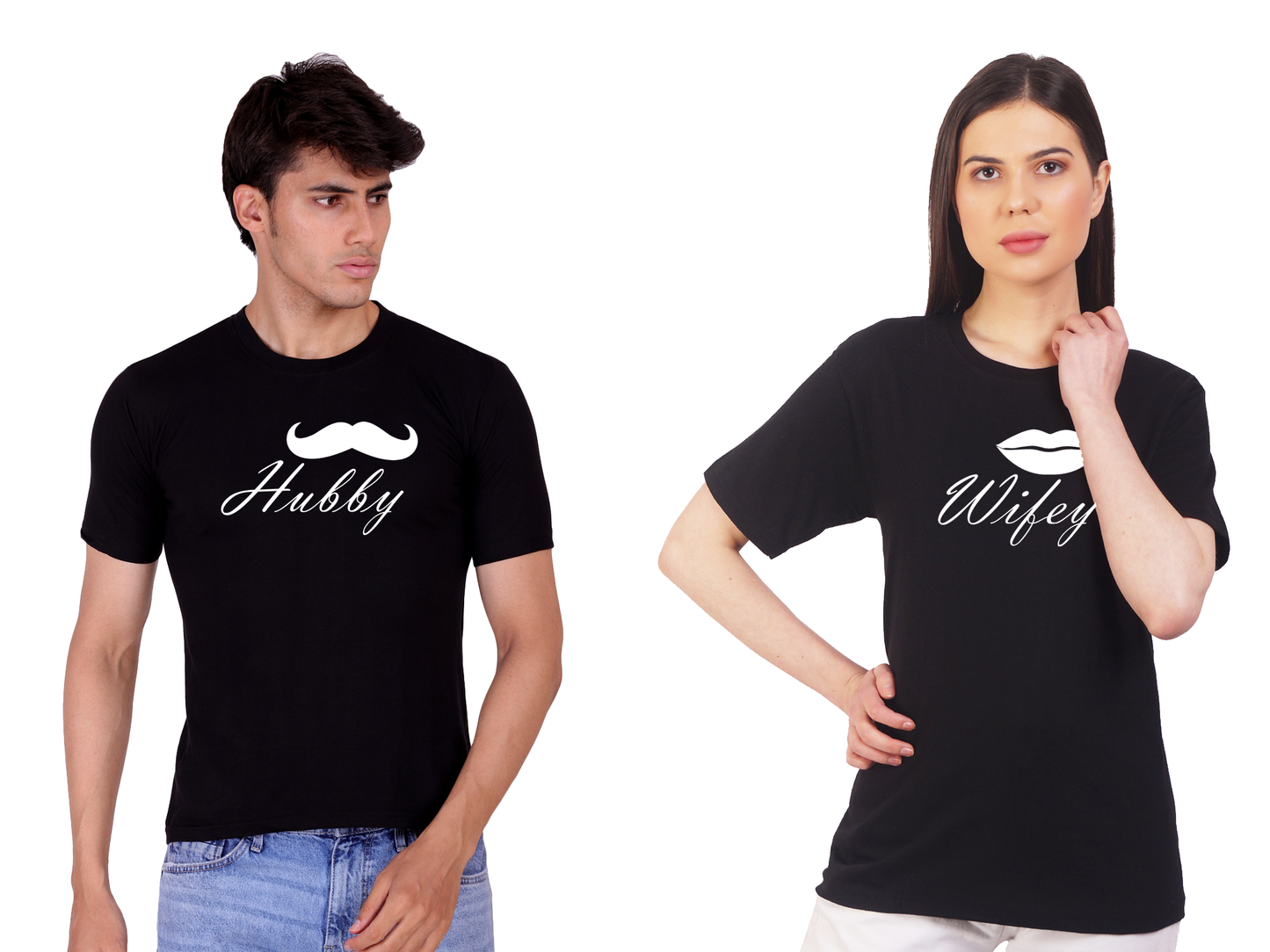 Hubby Wifey couple cotton T-shirt | Pre Wedding | T116 (2 Tshitrs)