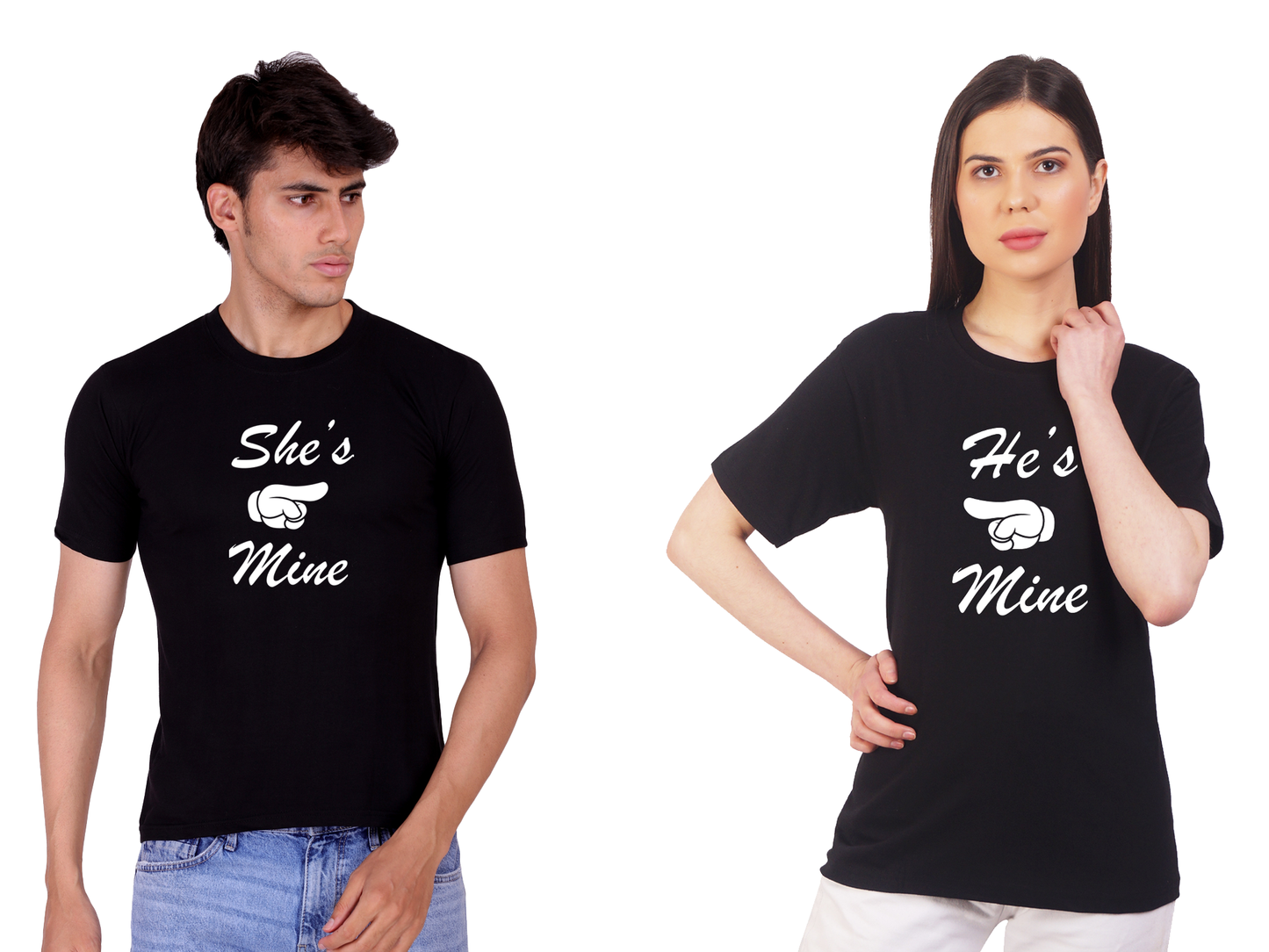 He's mine She's mine couple cotton T-shirt | Pre Wedding | T115 (2 Tshitrs)