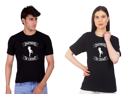 Partners in crime couple cotton T-shirt | Pre Wedding | T118 (2 Tshitrs)