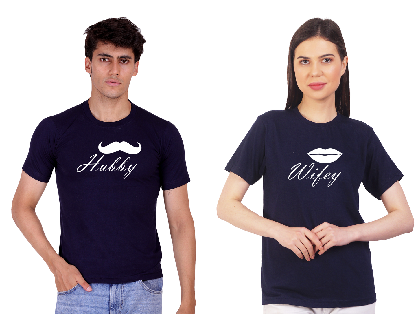 Hubby Wifey couple cotton T-shirt | Pre Wedding | T116 (2 Tshitrs)