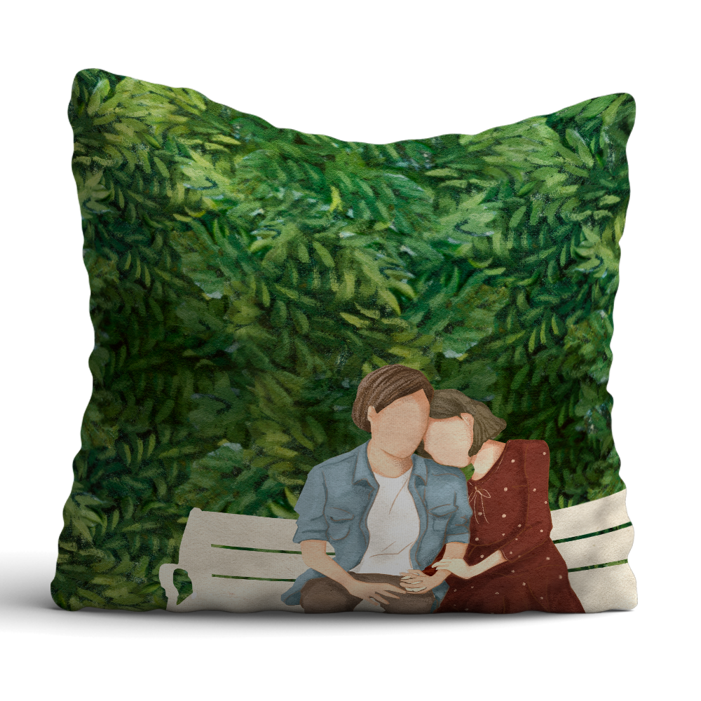 Couple sitting in Garden 12x12 Cushion with filler