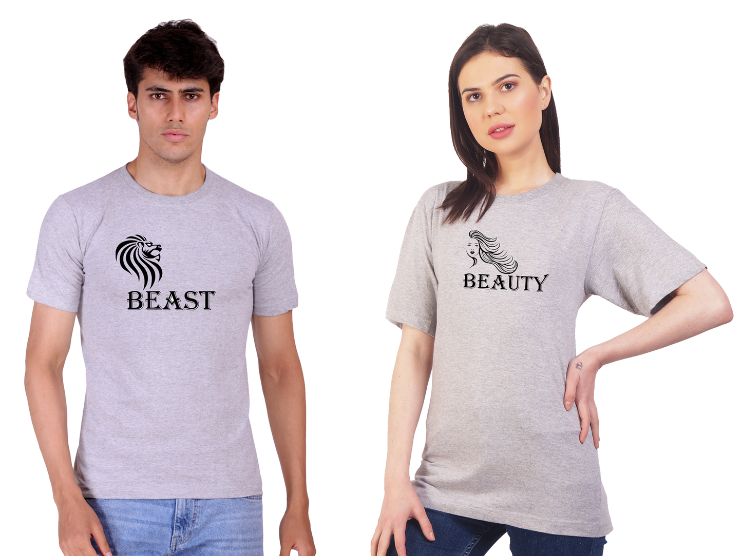 Beauty Beast couple cotton T-shirt | Pre Wedding | T113 (2 Tshitrs)