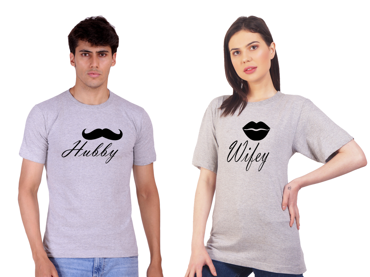 Hubby Wifey couple cotton T-shirt | Pre Wedding | T116 (2 Tshitrs)