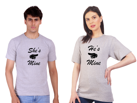 He's mine She's mine couple cotton T-shirt | Pre Wedding | T115 (2 Tshitrs)