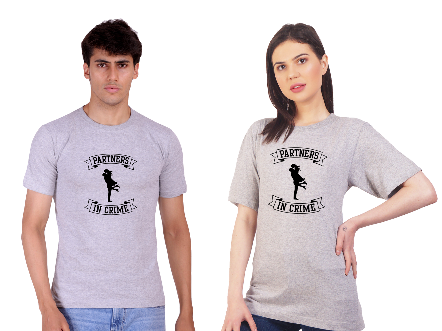 Partners in crime couple cotton T-shirt | Pre Wedding | T118 (2 Tshitrs)