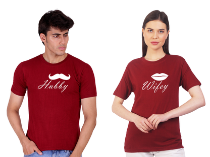 Hubby Wifey couple cotton T-shirt | Pre Wedding | T116 (2 Tshitrs)