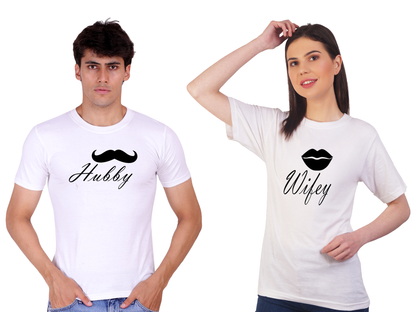 Hubby Wifey couple cotton T-shirt | Pre Wedding | T116 (2 Tshitrs)