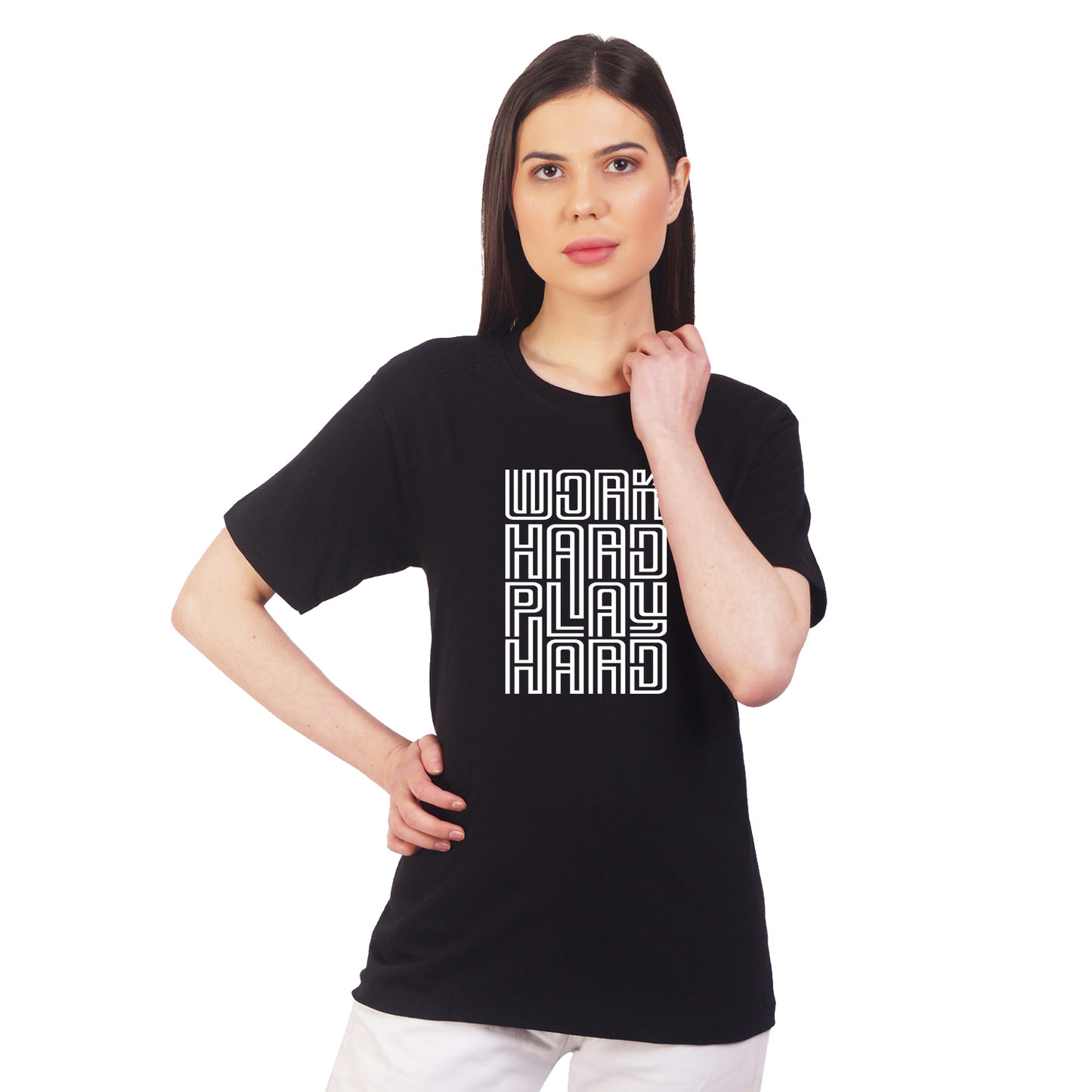 Work Hard Print Cotton T-shirt | T107