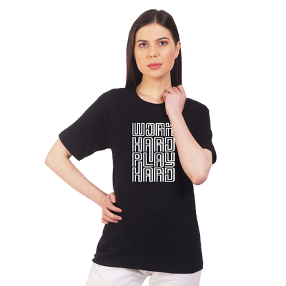 Work Hard Print Cotton T-shirt | T107