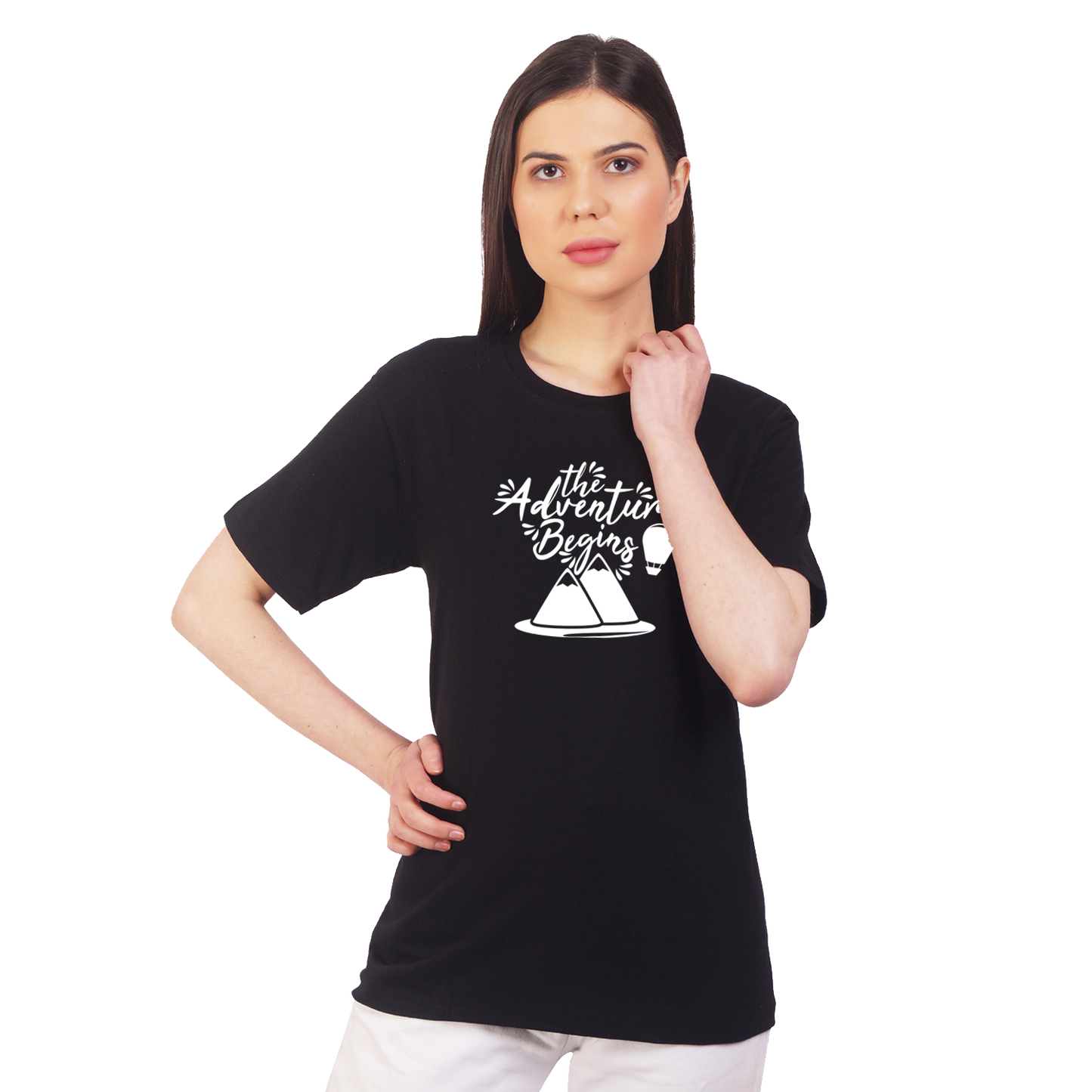 The Adventure Begins print Cotton T-shirt | T109