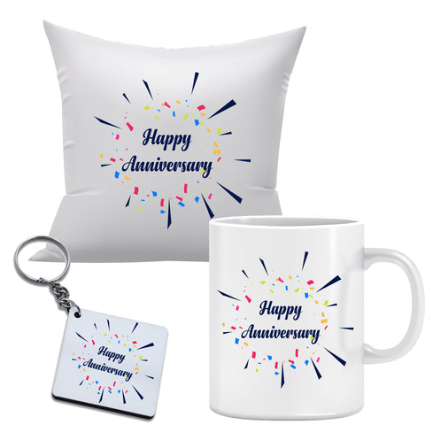 Anniversary Combo includes Mug, Key chain, 12x12 Cushion with filler | Combo8