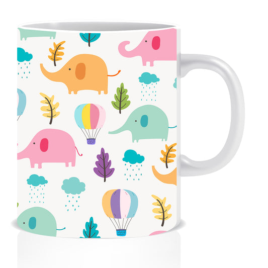 Elephant Pattern Ceramic Coffee Mug -ED1380