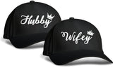 Hubby Wifey | Black Printed Caps